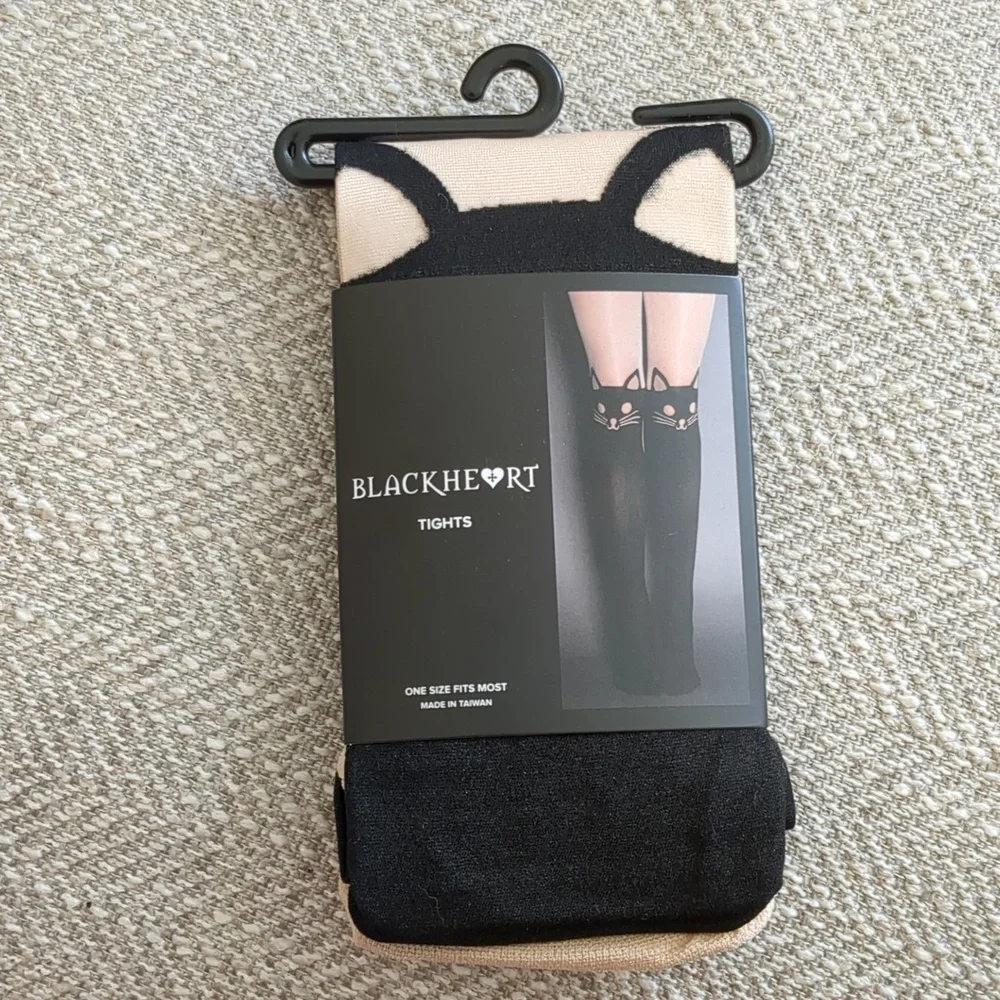 Blackheart Hot Topic One Size Fits Most Cat Tights Kitty Kat Faux Style Whimsy